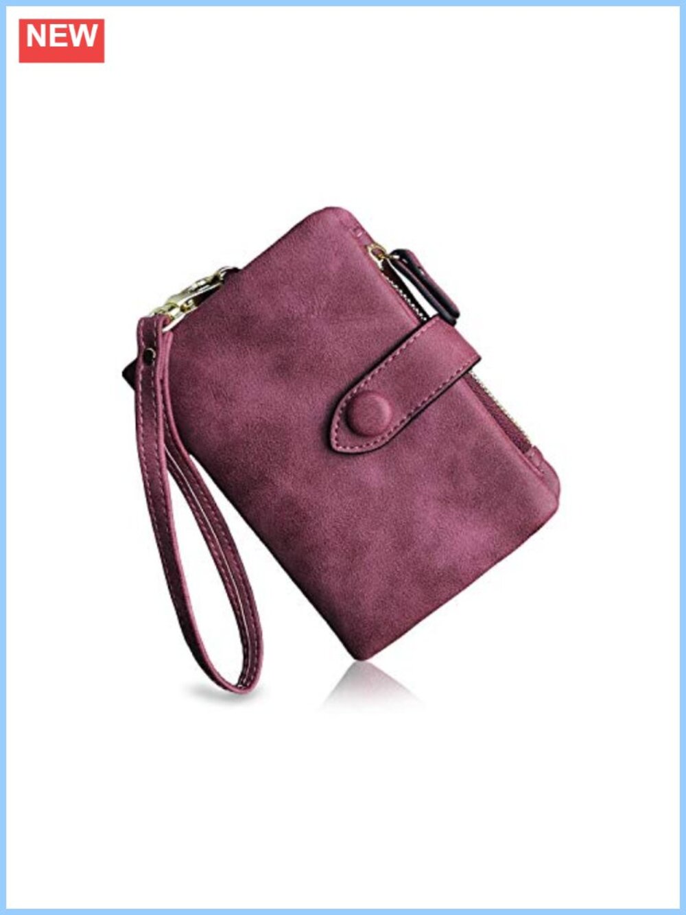 Small Bifold PU Leather Wallet RFID Wristlet Card Slots ID Window Coin Purse